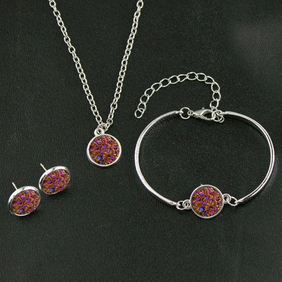 *New!* Multi-Color Druzy 3-Piece Jewelry Set - Picture 2 of 2